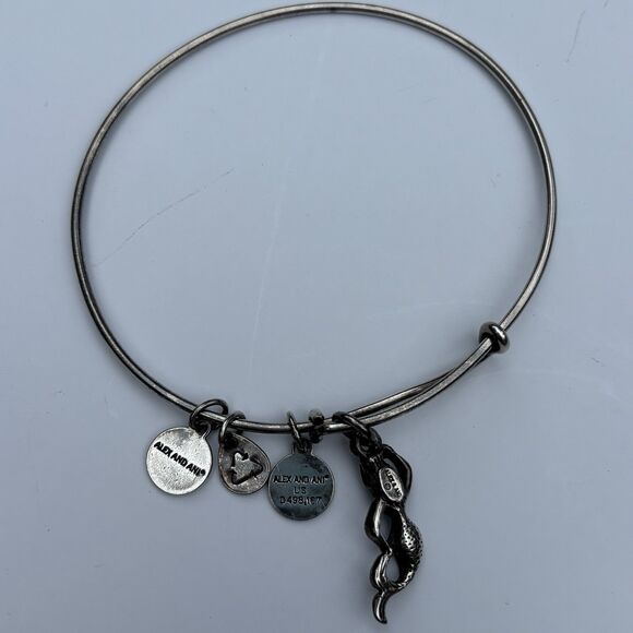 Rare Alex and Ani "MERMAID" Silver Tone Adjustable Bracelet Ocean Sea Mythical - Picture 5 of 5